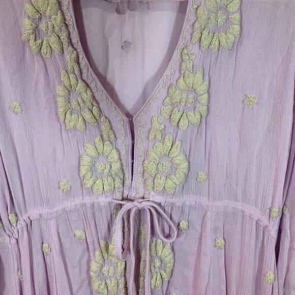 FREE PEOPLE EMBROIDERED PURPLE FLORAL BOHO LONG SLEEVE MAXI DRESS SIZE SMALL - Picture 11 of 12